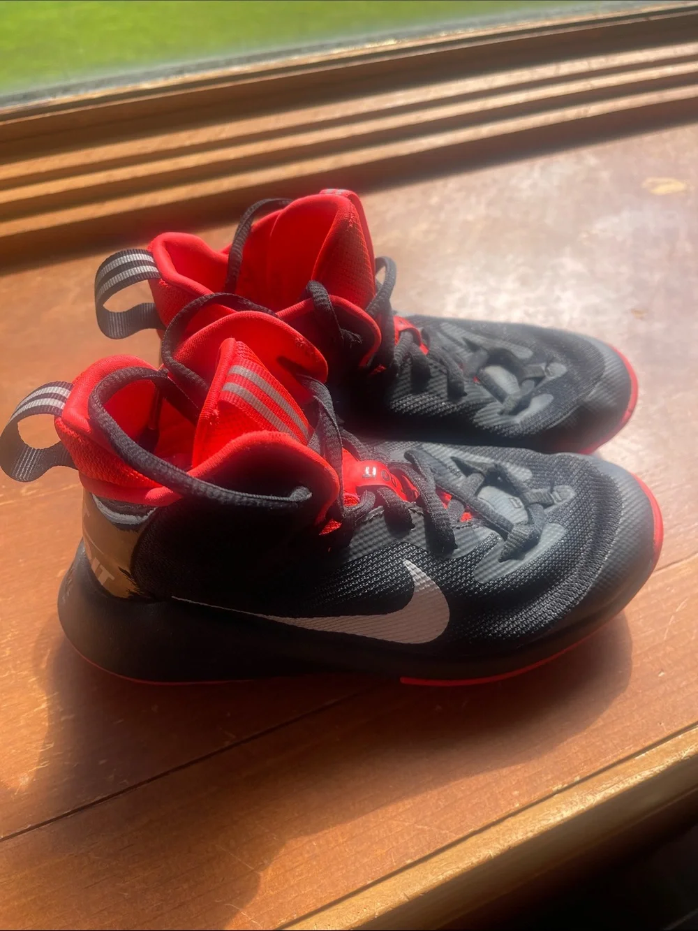 Nike Kids Black and Red High-Top Sneakers